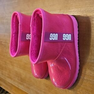 UGG CLEAR CLASSIC MINI PINK RAIN BOOTS
